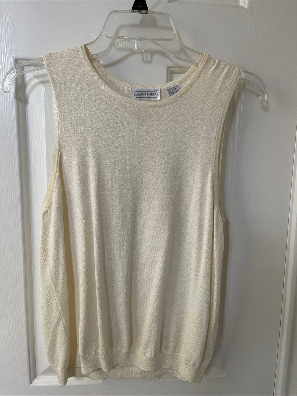 JEANNE PIERRE Ivory Sleeveless Knit Tank